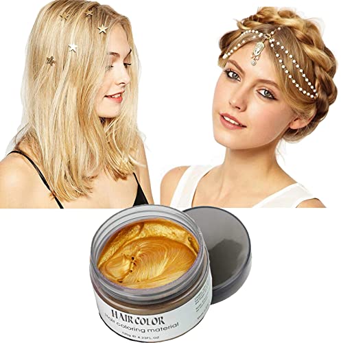 Acosexy Temporary Hair Color Wax Dye,Hair Spray Color, Gold Hair Wax Color, Kids Temporay Hair Wax Dye Ash for Halloween Cosplay,Party,Masquerade (Gold, 120g) - Image 2
