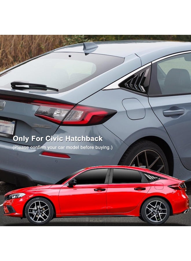 CKE Hatchback Compatible with Honda Civic 2025 2024 2023 2022 Accessories Sport Car Exterior Rear Side Window Louvers Air Vent Scoop Shades Cover Blinds -Bright Black - Image 2