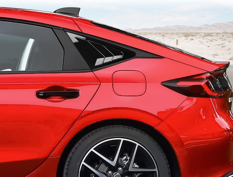 CKE Hatchback Compatible with Honda Civic 2025 2024 2023 2022 Accessories Sport Car Exterior Rear Side Window Louvers Air Vent Scoop Shades Cover Blinds -Bright Black - Image 3