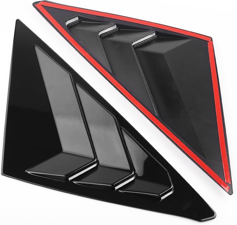 CKE Hatchback Compatible with Honda Civic 2025 2024 2023 2022 Accessories Sport Car Exterior Rear Side Window Louvers Air Vent Scoop Shades Cover Blinds -Bright Black - Image 4