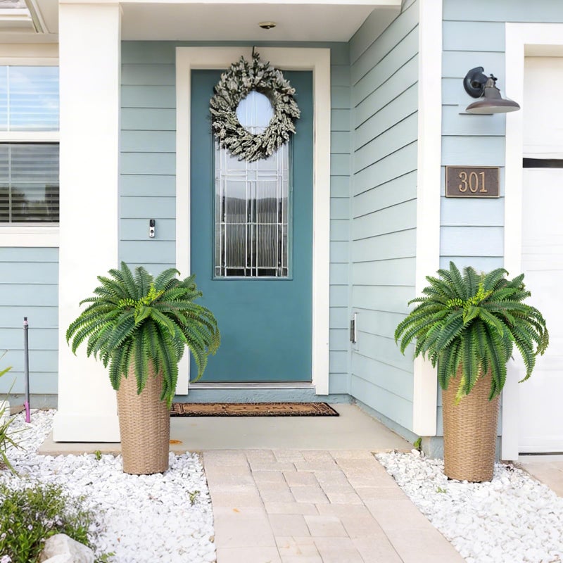 CQURE 45" Fake Ferns Artificial Plants Large,Set of 2 Artificial Boston Ferns Faux Hanging Fake Plants for Outdoors Planter Home Garden Decor,60 Branches - Image 2
