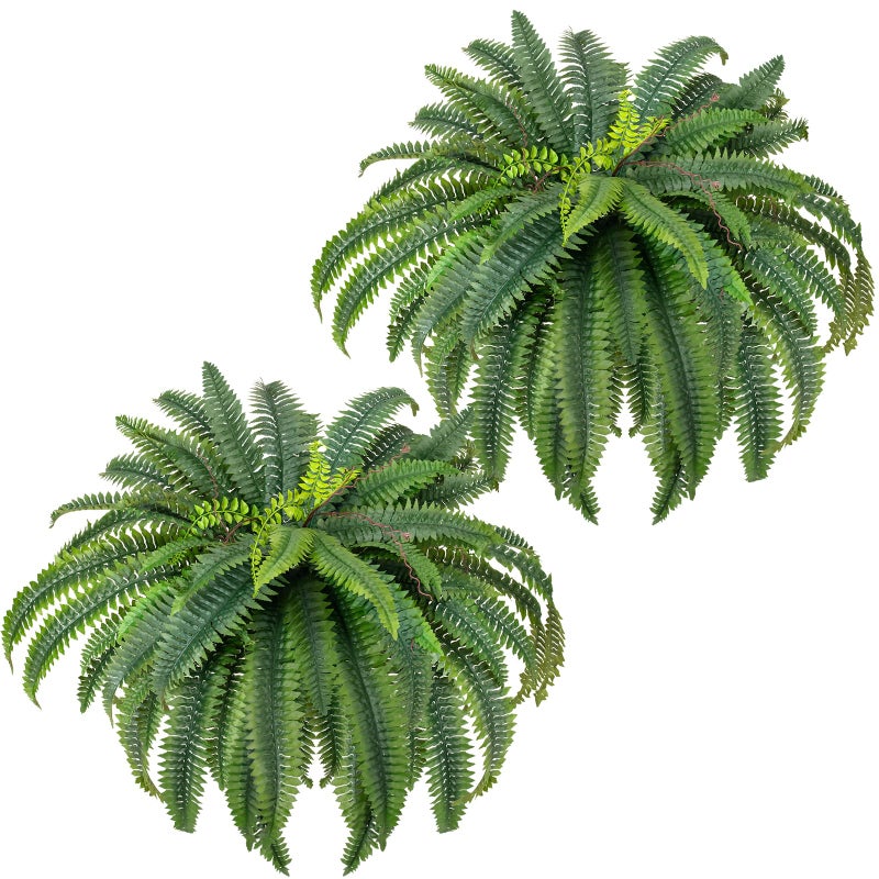 CQURE 45" Fake Ferns Artificial Plants Large,Set of 2 Artificial Boston Ferns Faux Hanging Fake Plants for Outdoors Planter Home Garden Decor,60 Branches - Image 1