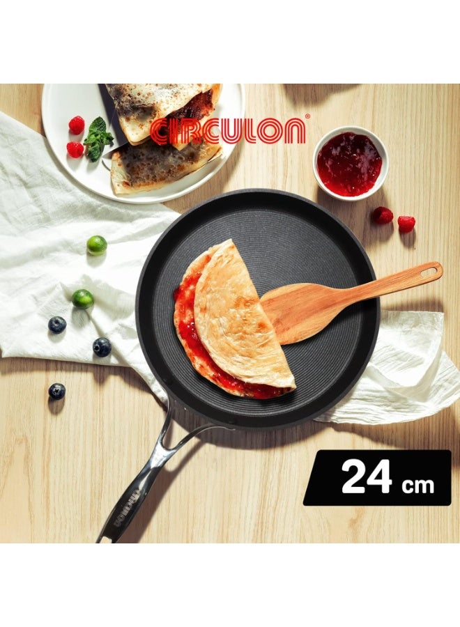 Circulon Hard Anodised Non Stick Aluminium Flat Dosa Tawa | Dosa Pan PFOA Free NonStick | Tawa for Roti | Non Stick Tawa, 24 cm, Black - Image 2
