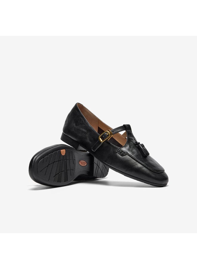 Bata Tassel Mary Jane Loafers Women Autumn British Lambskin Slip-on Avl11ca5 Black Size 37 - Image 3