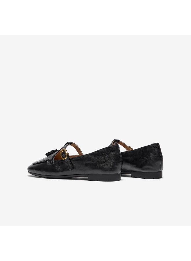 Bata Tassel Mary Jane Loafers Women Autumn British Lambskin Slip-on Avl11ca5 Black Size 37 - Image 4