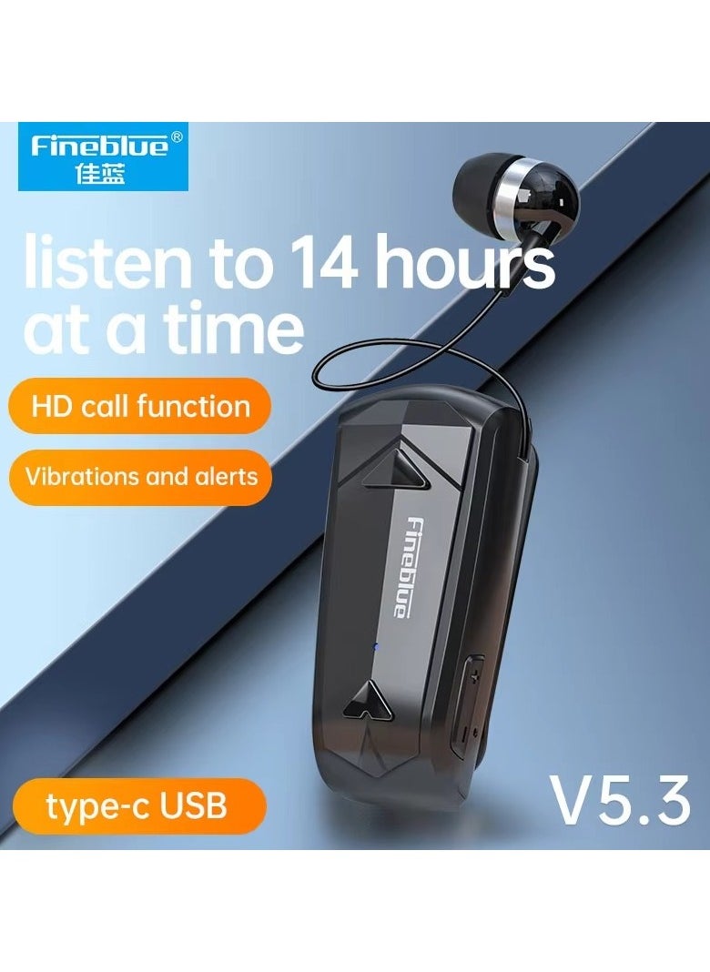 Fineblue F520 Bluetooth Headset Retractable Vibration Noise Cancelling With Microphone Volume Control  - Image 2