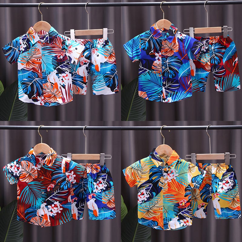 Summer Short-Sleeved Suit For Kidsren Aged 0-4 Years Old, Boys' Printed Shirt 2-Piece Set, Southeast Asian Style Kidsren'S Clothing For Boys - Image 2
