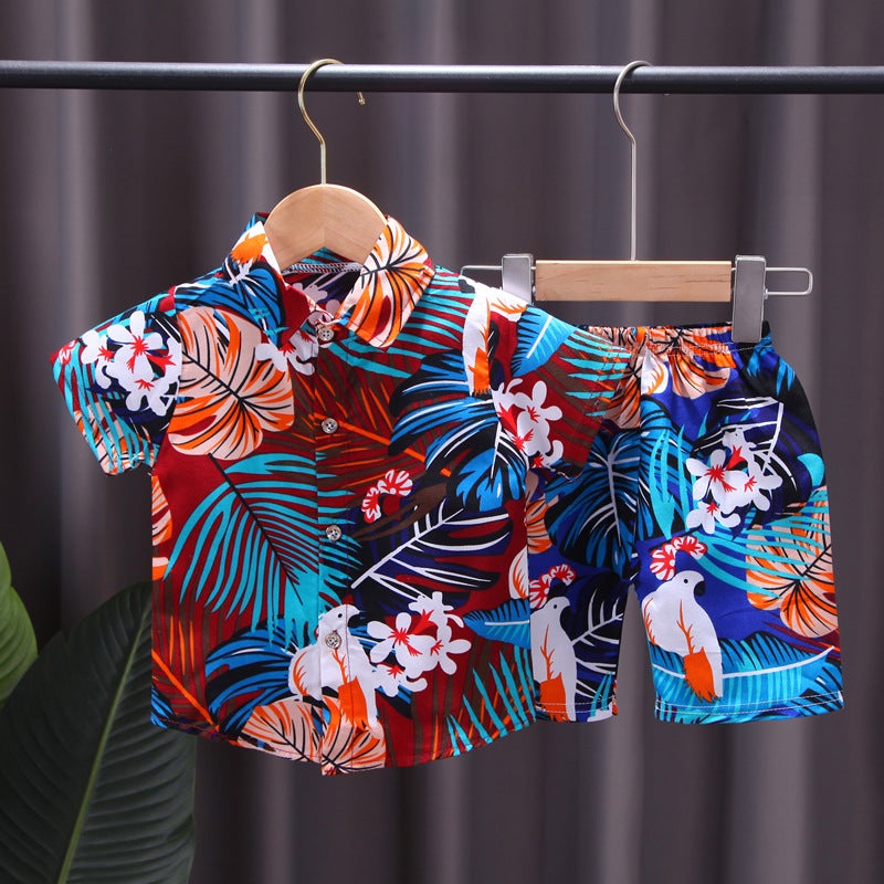 Summer Short-Sleeved Suit For Kidsren Aged 0-4 Years Old, Boys' Printed Shirt 2-Piece Set, Southeast Asian Style Kidsren'S Clothing For Boys - Image 5