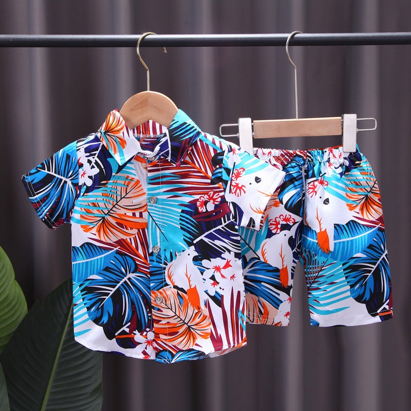 Summer Short-Sleeved Suit For Kidsren Aged 0-4 Years Old, Boys' Printed Shirt 2-Piece Set, Southeast Asian Style Kidsren'S Clothing For Boys - Image 4