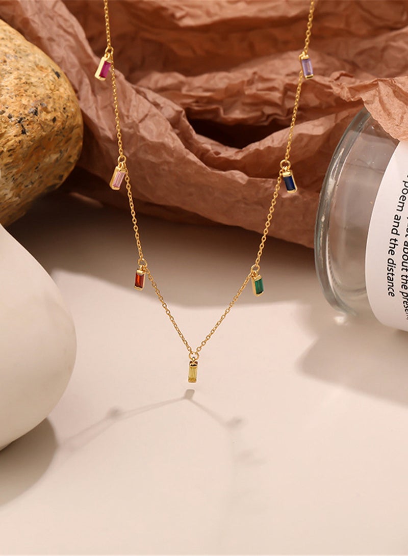 A full-body 925 silver color zircon tassel pendant necklace gift box, fashion luxury dating gift, temperament, versatile girl  - Image 1