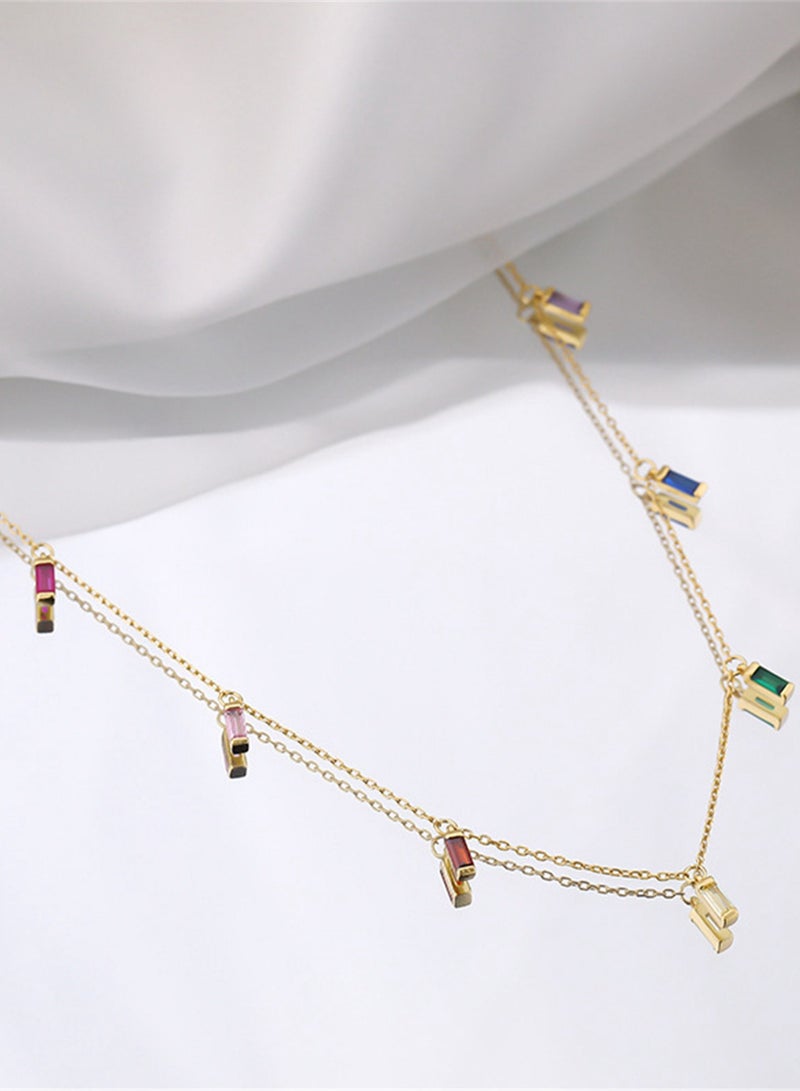 A full-body 925 silver color zircon tassel pendant necklace gift box, fashion luxury dating gift, temperament, versatile girl  - Image 4