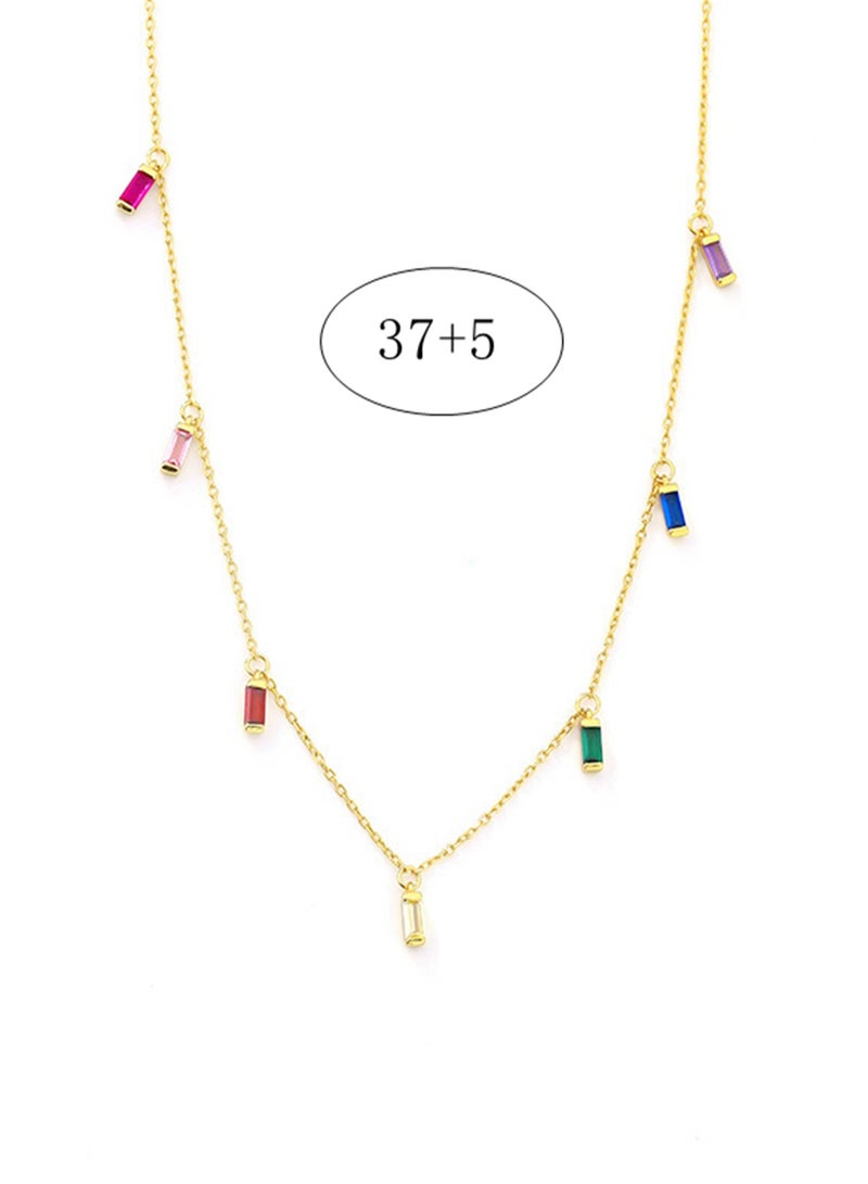 A full-body 925 silver color zircon tassel pendant necklace gift box, fashion luxury dating gift, temperament, versatile girl  - Image 3