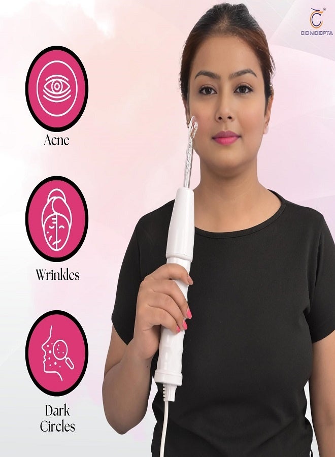 Portable High Frequency Machine Facial Wand Acne for Skin Tightening Acne Spot Wrinkles Reducing Puffy Eyes Dark Circles Dispel Freckle 4 in 1 Handheld High Frequency Machine for Face & Hair - Image 5