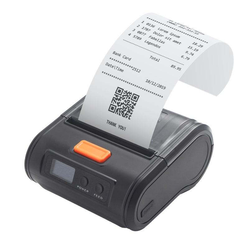 Portable Receipt Printer 80mm Mobile POS Direct Thermal Printer with BT+USB Use with APP Compatible with iOS Android Smartphone Adjustable Paper Width 30-80mm s for Restaurant Supermarket Kitchen Office Small Business - Image 2