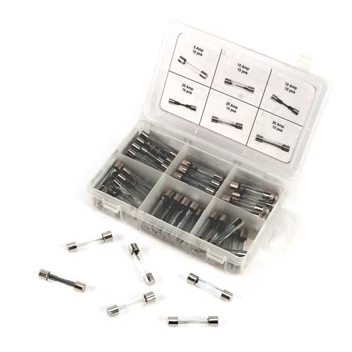 Performance Tool W5375 60pc AGC Glass Fuse Assortment (5A, 10A, 15A, 20A, 25A, and 30A) in a Clear Plastic Case - Image 5