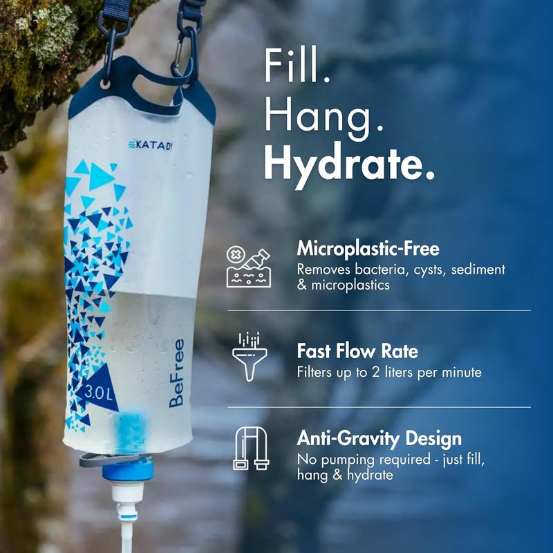 KATADYN Gravity BeFree 3.0L Water Filter, Fast Flow, 0.1 Micron EZ Clean Membrane Personal Small Group Camping, Backpacking Emergency Preparedness, Clear, 8020470 - Image 5