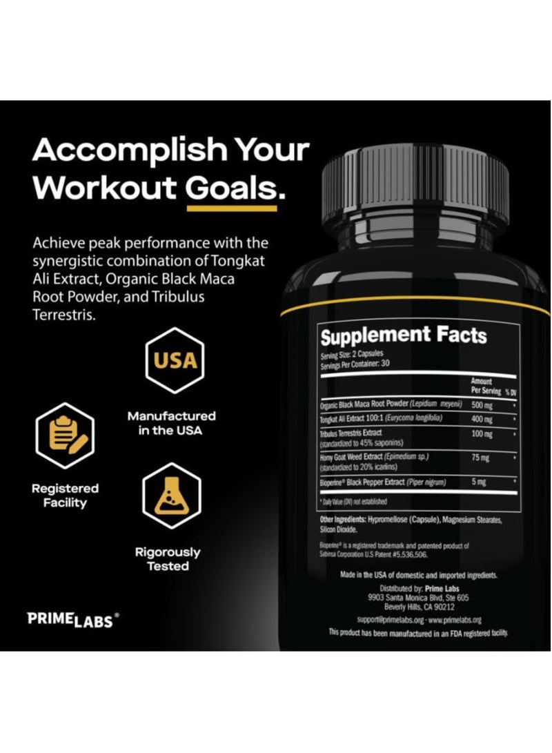 PRIME LABS Prime Test Tongkat Ali Plus Dietary Supplement - 60 Caplets - Image 2