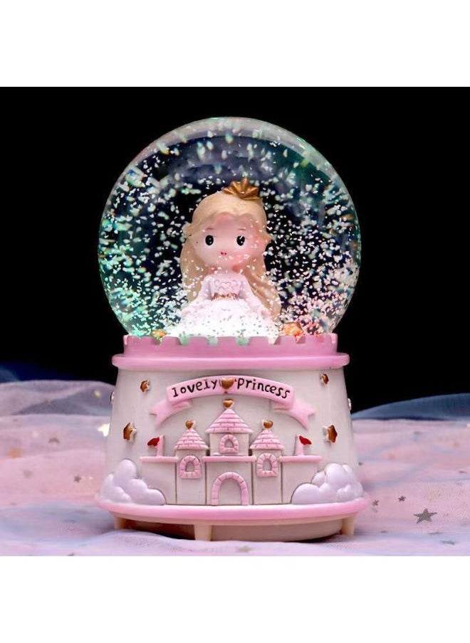 Mermaid Princess Crystal Ball Music Box Cartoon Ornaments Snowflakes Student Creative Gift Birthday Music Box-Color:11-ballet [purple Clothes]-Size:Large Size 100#(automatic Snow) Lanterns Music  - Image 5