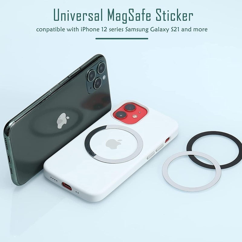 CLENEA 8 Pcs Magnetic Wireless Car Charger, Metal Rings with Sticker, Universal Car Phone Holder, Compatible with MagSafe, Black and Silver - Image 5