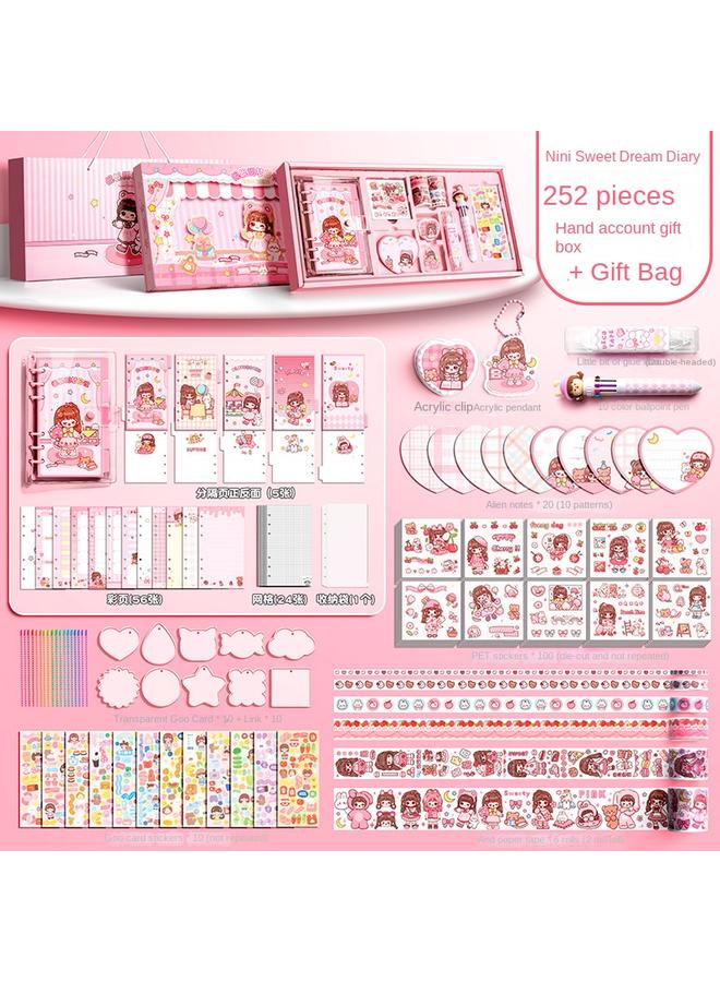 Bluejw Hand Account Sticker Suit Hand Account Sticker Material Gift Box Girl Children Cartoon Decorative Water Cup Sticker Cute Net - Image 1