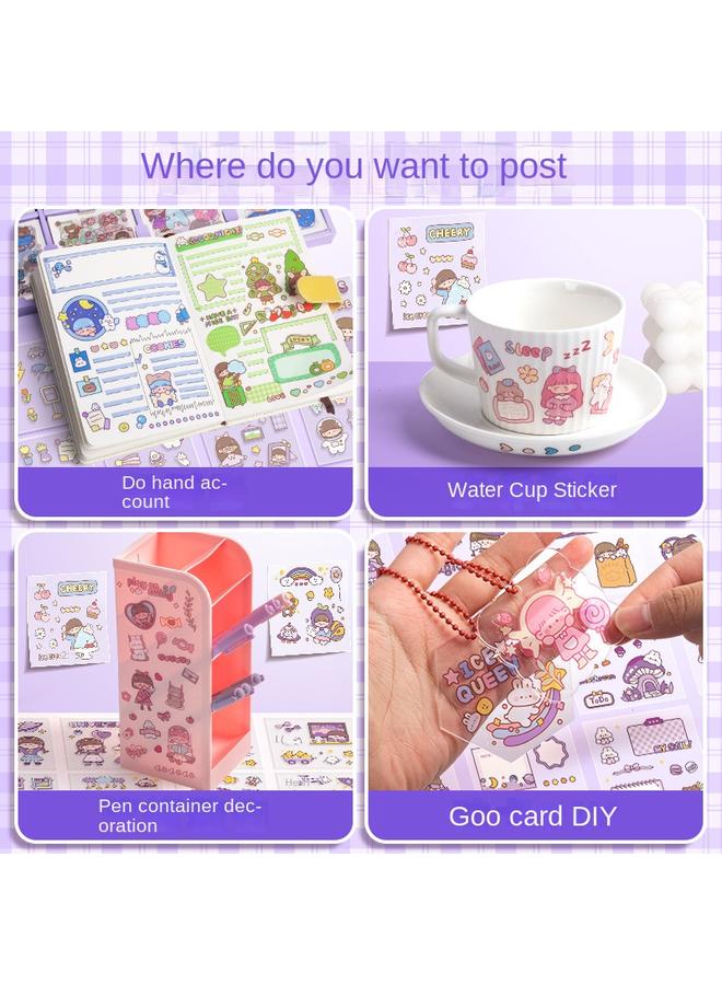 Bluejw Hand Account Sticker Suit Hand Account Sticker Material Gift Box Girl Children Cartoon Decorative Water Cup Sticker Cute Net - Image 4