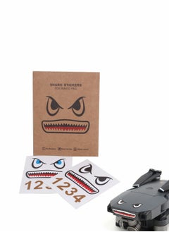 Y&D Shark Face Design Sticker for DJI Mavic and Mini Series, Decal Skin DIY Accessory, Emoticon Body Sticker, Battery Number  - Image 1