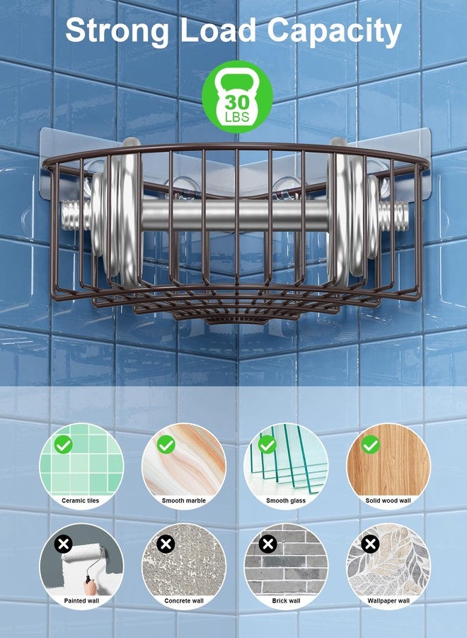 SMARTAKE 2-Pack Corner Shower Caddy Deep Basket Design, SUS304 Stainless Steel, Wall Mounted Bathroom Shelf with Adhesive, Storage Organizer for Toilet, Dorm and Kitchen (Bronze) - Image 5