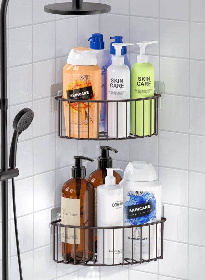 SMARTAKE 2-Pack Corner Shower Caddy Deep Basket Design, SUS304 Stainless Steel, Wall Mounted Bathroom Shelf with Adhesive, Storage Organizer for Toilet, Dorm and Kitchen (Bronze) - Image 3