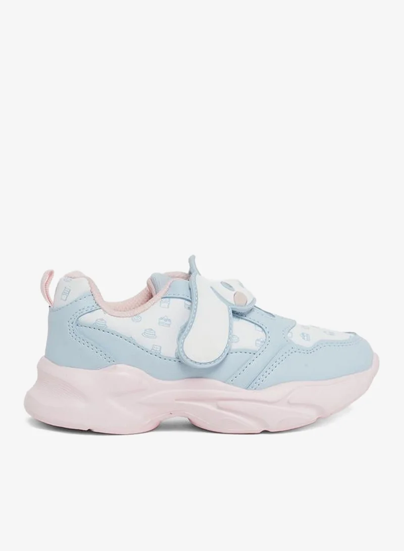 Styli Light Blue Cartoon Sneakers with Velcro Strap