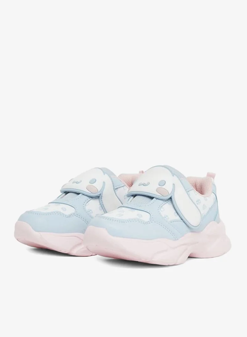 Styli Light Blue Cartoon Sneakers with Velcro Strap