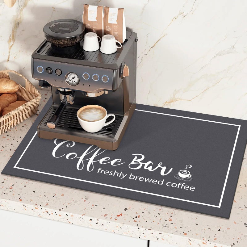 Findosom Dish Drying Mat, 12"x 20" Super Absorbent & Hide Stain Coffee Mat, Cuttable Drying Mat for Kitchen Counter, Coffee Bar Accessories, Under Dish Rack, Coffee Maker, Espresso Machine, DarkGrey - Image 4