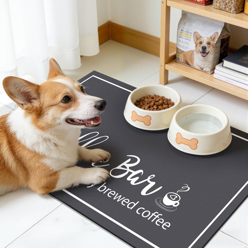 Findosom Dish Drying Mat, 12"x 20" Super Absorbent & Hide Stain Coffee Mat, Cuttable Drying Mat for Kitchen Counter, Coffee Bar Accessories, Under Dish Rack, Coffee Maker, Espresso Machine, DarkGrey - Image 3