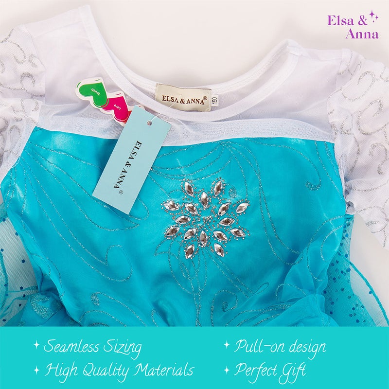 ELSA & ANNA UK1stChoice-Zone Girls Snow Queen Party Outfit Fancy Dress Costume Princess Cosplay FBA-IT&ES-DRESS202 (2-3 years, DRESS-202) - Image 2