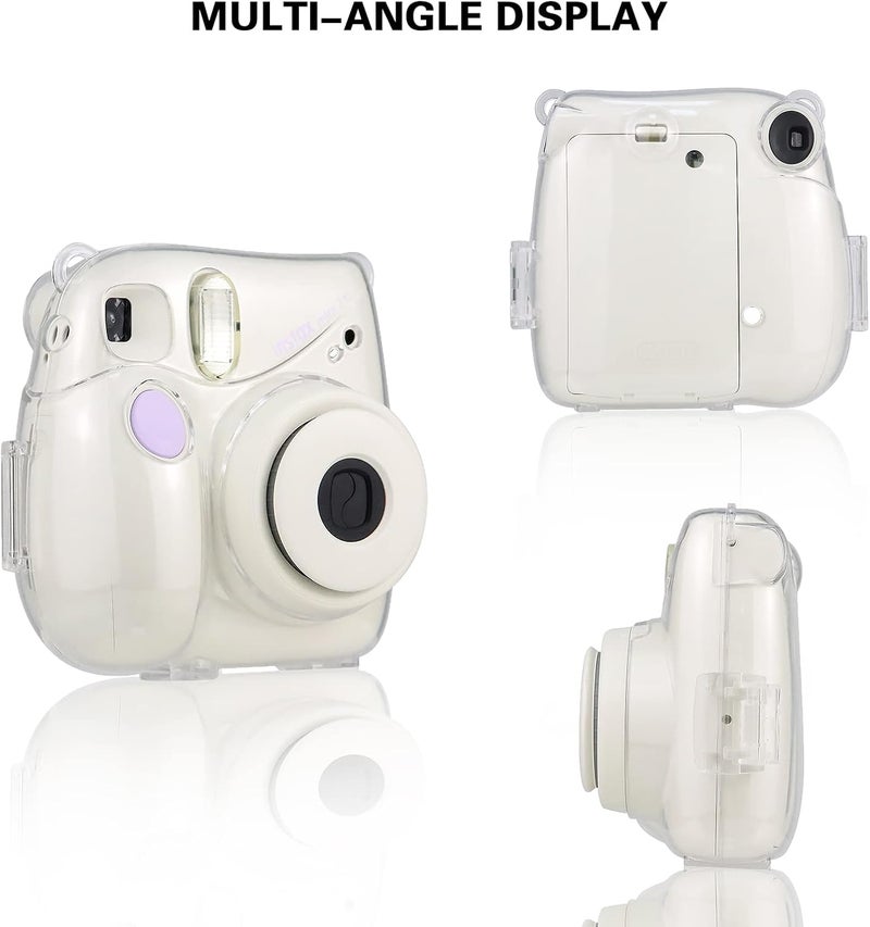 Rieibi Rieibi Mini 7 Case Transparent Crystal Camera Case for Fujifilm Mini 7 Instant Camera Protective PP Cover with Removable Shoulder Strap - Image 3
