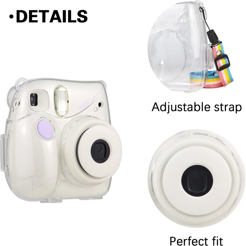 Rieibi Rieibi Mini 7 Case Transparent Crystal Camera Case for Fujifilm Mini 7 Instant Camera Protective PP Cover with Removable Shoulder Strap - Image 5