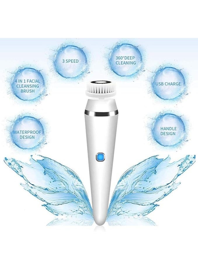 general Facial Cleaning Brush, Waterproof, Electric Rotating, Massage Brush with 4 Brush Heads for Deep Cleaning, Exfoliating, Blackhead Removal - Image 3