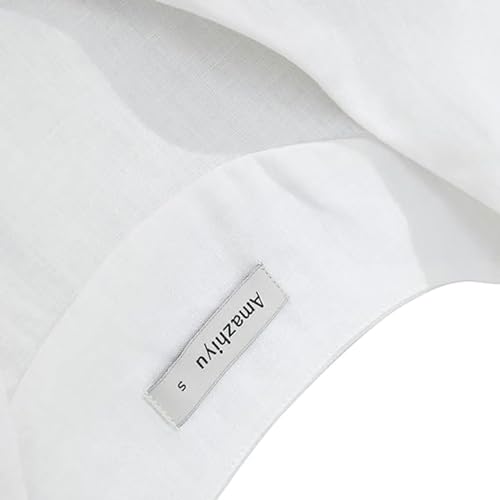 Amazhiyu Women‘s 100% Linen Waistcoat V Neck Sleeveless Button Down Crop Top Vest White, X-Small - Image 5