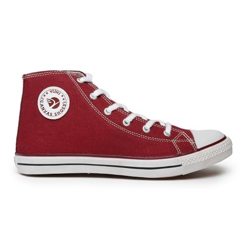YUKI Unisex Canvas Comfortable & Lightweight Sneaker for Men's and Women's | High Top Canvas Sneakers Red - Image 2