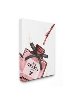 Stupell Industries Makeup Nail Polish Brush Drip Pink Fashion Design Canvas Wall Art Multicolor  - Image 1