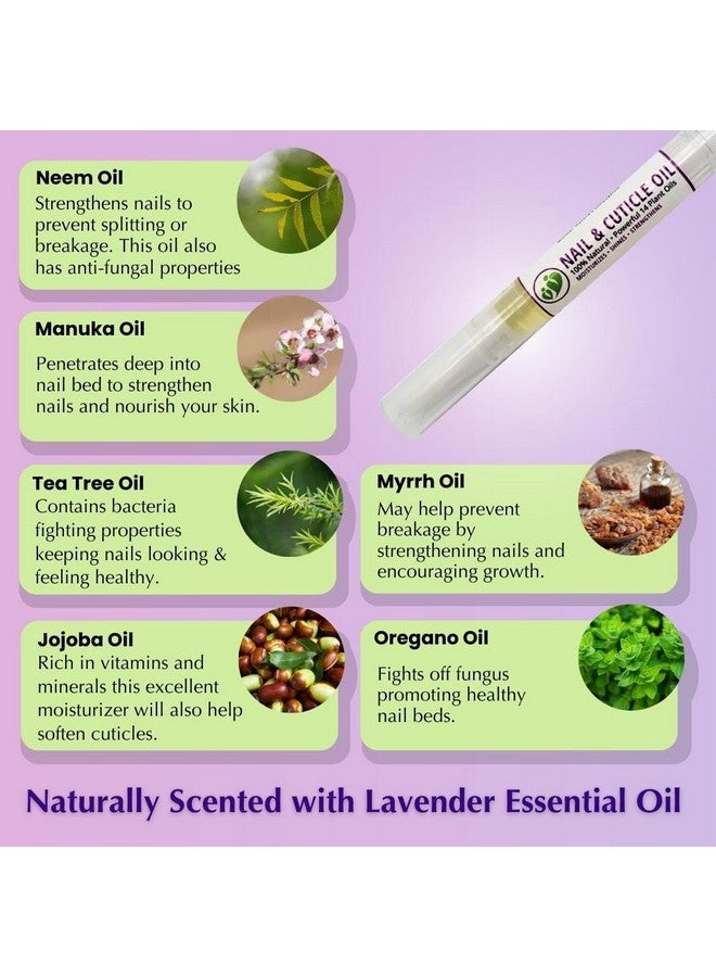 Mona Brands Revitalizing Natural Nail Oil Cuticle Pen With 14 Plant Oils Restores & Protects Damaged Cuticles & Nails Moisturizes Strengthens Soothes Shines (4Pk Lavender (2.5 Ml Each)) - Image 3