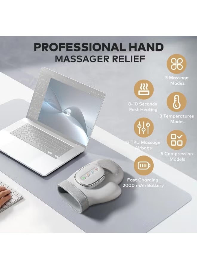 ELTRAZONE Electric Hand Massager with Heating & Air Compression, 3 Massage Modes and 5 Intensity Levels, Rechargeable Hand Compression Massager for Fingers, Palm and Wrist, Portable Relaxation Device - Image 5
