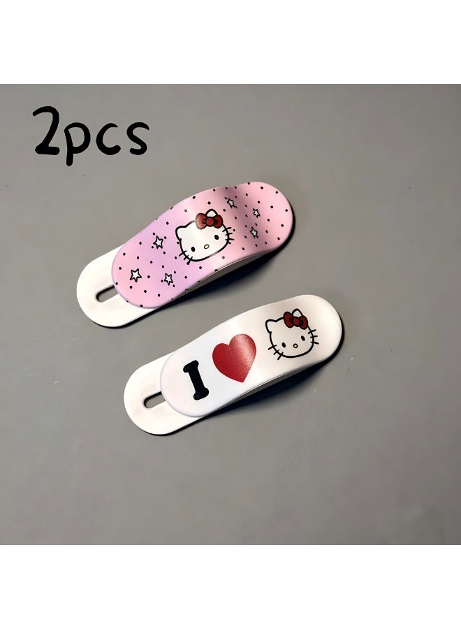 2Pcs Cute Cartoon Bandage-Style Phone Stand, Kitty Design Adhesive Lazy Desktop Phone Holder - Image 1