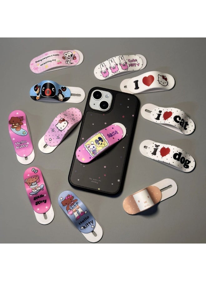 2Pcs Cute Cartoon Bandage-Style Phone Stand, Kitty Design Adhesive Lazy Desktop Phone Holder - Image 4