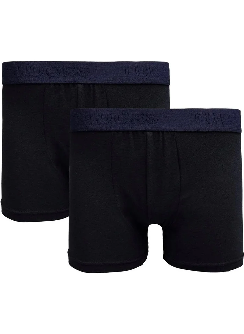 Tudors Men's 2-Pack Cotton Lycra Flexible Fabric Navy Blue Boxer