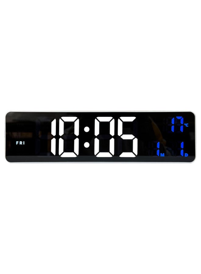 Hense Led Electronic Clock, Desktop Multifunctional Digital Alarm Clock, Living Room Wall-mounted Voice-controlled Desk Clock, Ha6625 White - Image 2