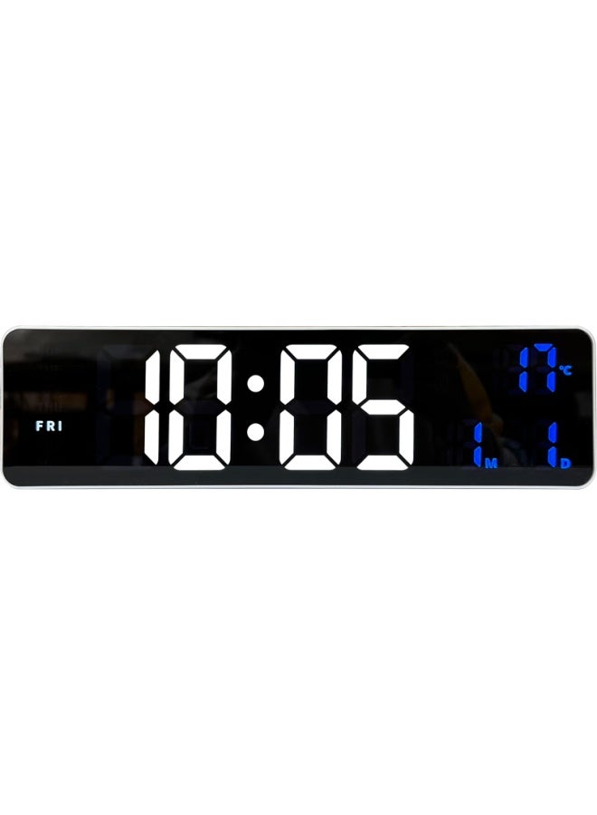 Hense Led Electronic Clock, Desktop Multifunctional Digital Alarm Clock, Living Room Wall-mounted Voice-controlled Desk Clock, Ha6625 White - Image 3