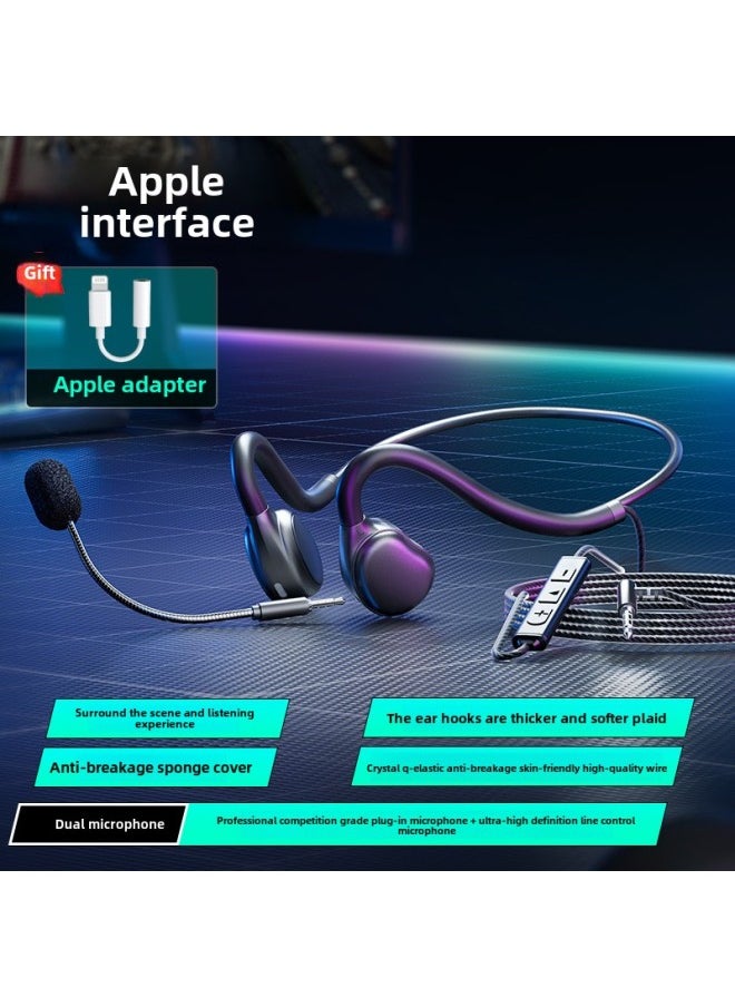 Generic - Live Headset Anchor Dedicated Computer Wired Headset Desktop Notebook Noise Reduction Headset Microphone 2-in -1-Color:2m [black] Ios Apple Flat Head Interface - Image 1