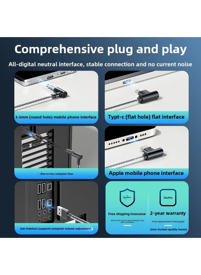 Generic - Live Headset Anchor Dedicated Computer Wired Headset Desktop Notebook Noise Reduction Headset Microphone 2-in -1-Color:2m [black] Ios Apple Flat Head Interface - Image 1
