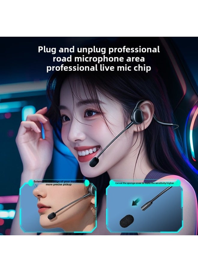 Generic - Live Headset Anchor Dedicated Computer Wired Headset Desktop Notebook Noise Reduction Headset Microphone 2-in -1-Color:2m [black] Ios Apple Flat Head Interface - Image 1