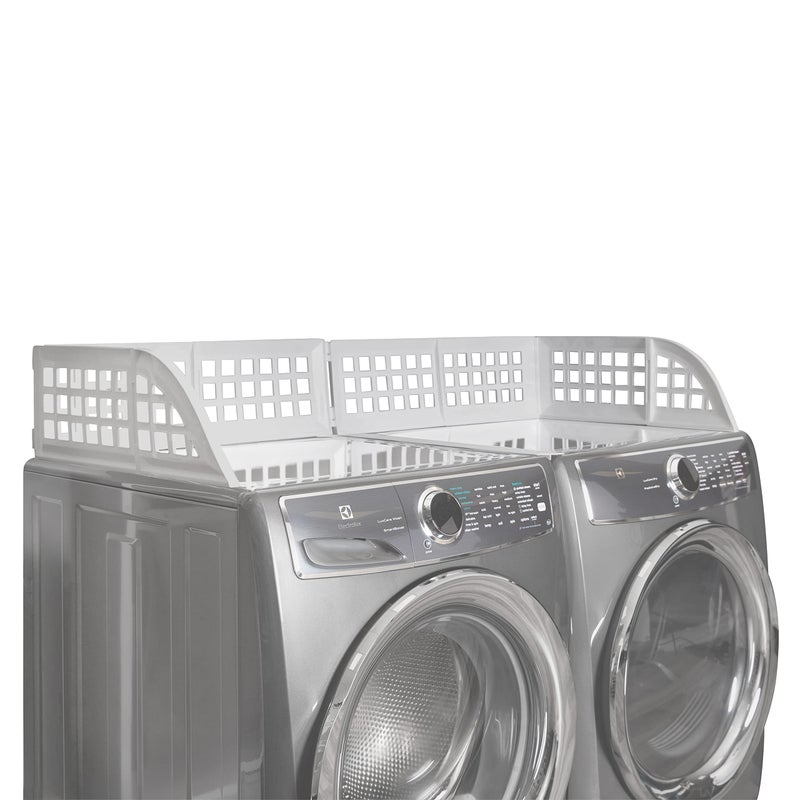 واقي غسيل Eltow مع غطاء فجوة سيليكون وسياج مغناطيسي للغسالة/المجفف للحفاظ على الملابس من السقوط مع 8 ملحقات غرفة غسيل مغناطيسية قوية تناسب معظم الغسالات (أبيض)